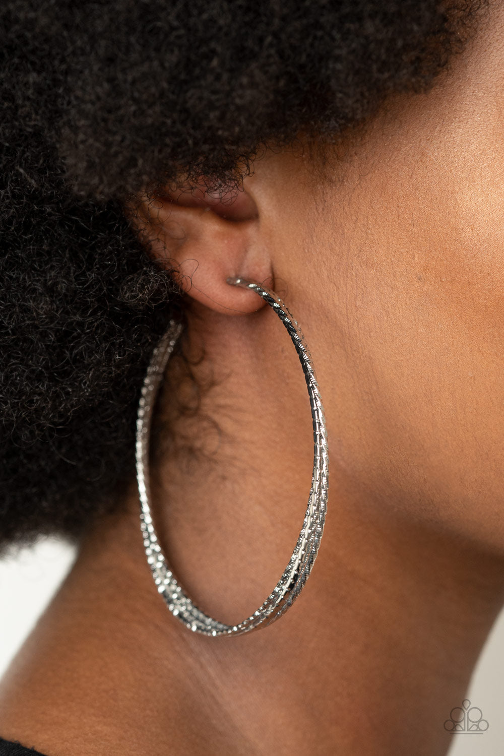 Paparazzi Watch and Learn - Silver Hoop Earrings - Pusher P