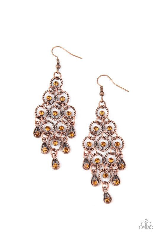 Paparazzi: Chandelier Cameo - Copper Earrings