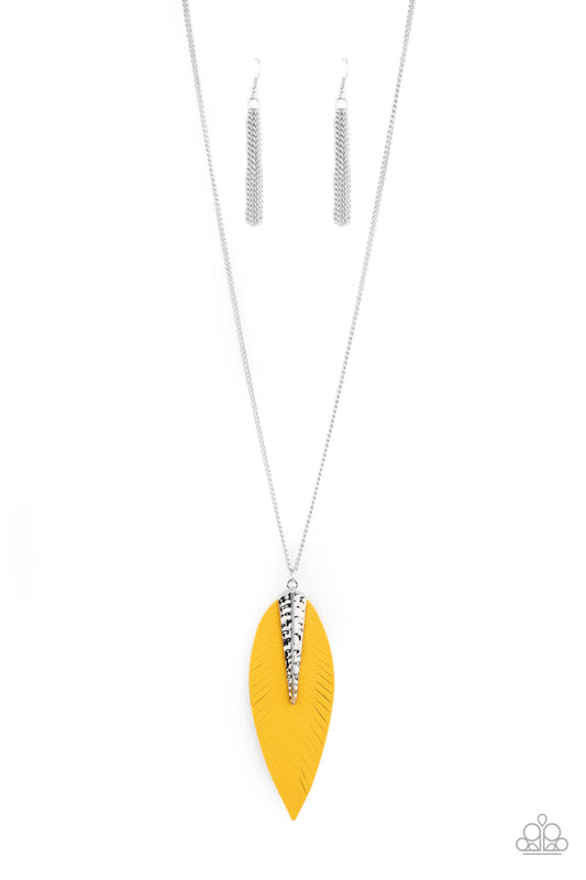 Paparazzi Quill Quest - Yellow Leather Necklace - Pusher P