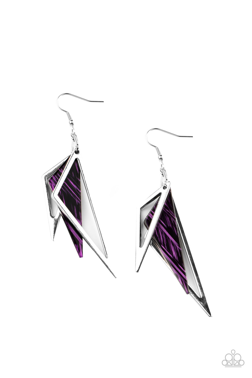 Paparazzi Evolutionary Edge - Purple Acrylic Earrings - Pusher P