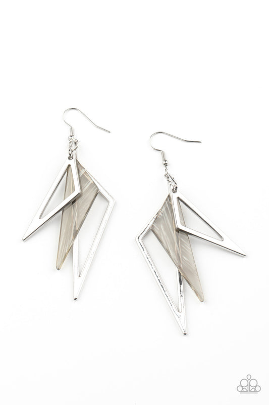 Paparazzi Evolutionary Edge - Silver Acrylic Earrings - Pusher P