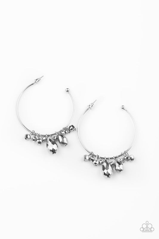 Paparazzi Dazzling Downpour - Silver Iridescent Earrings - Pusher P