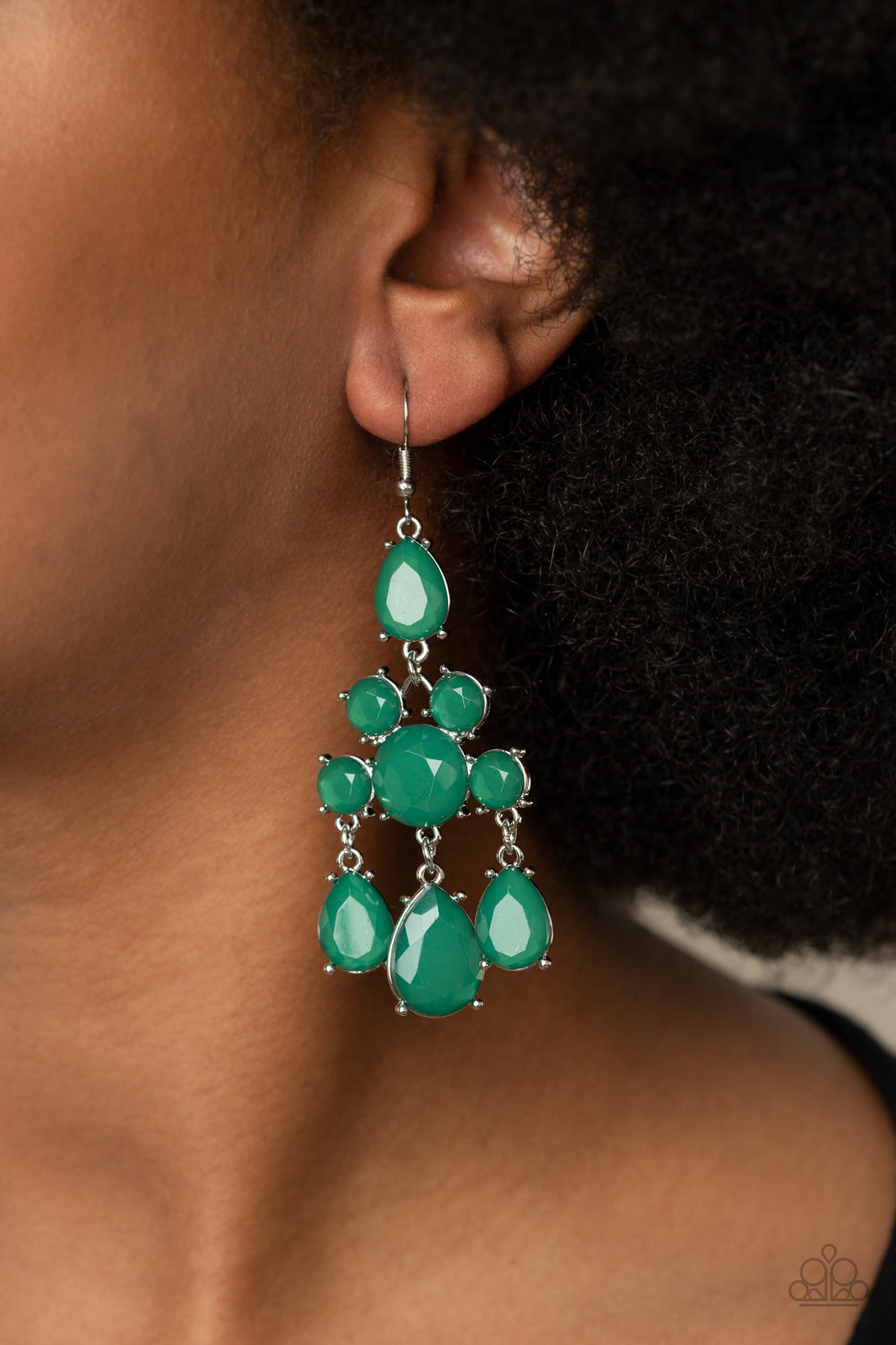 Paparazzi Afterglow Glamour - Green Earrings - Pusher P