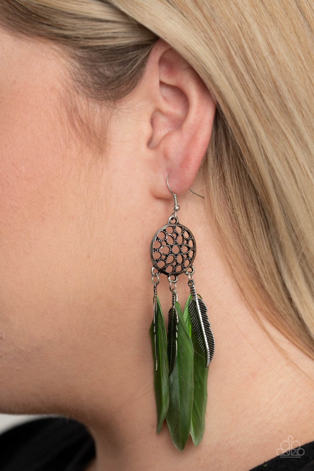 Paparazzi In Your Wildest DREAM-CATCHERS - Green Earrings - Pusher P