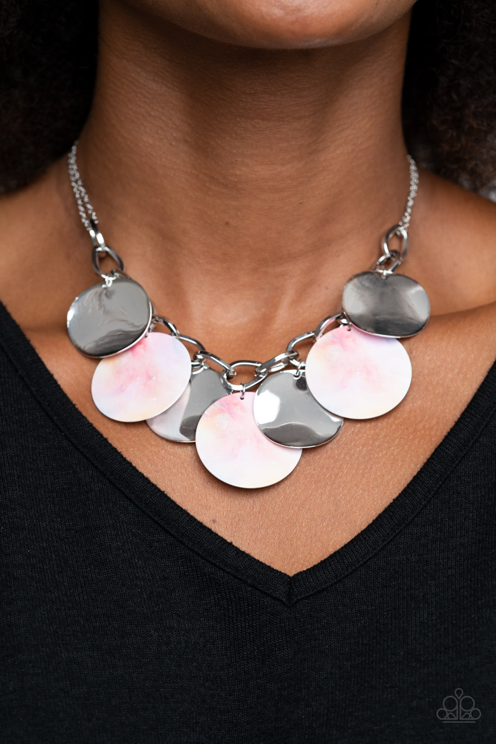 Paparazzi Tie Dye Drama - Multi Pink and Yellow Necklace - Pusher P