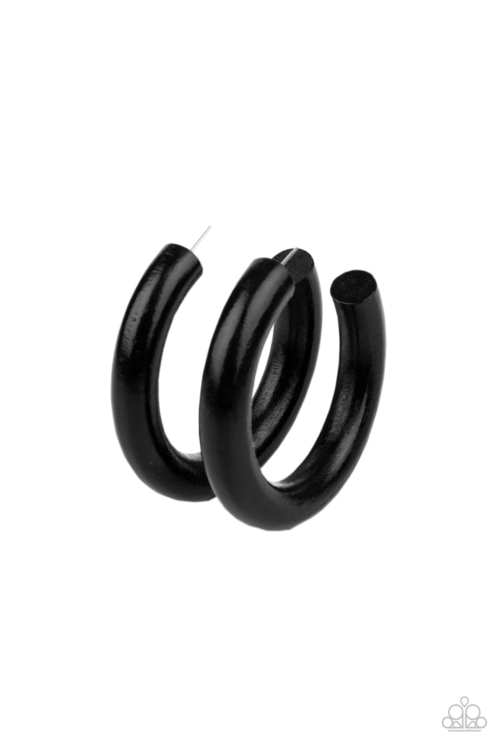 Paparazzi I WOOD Walk 500 Miles - Black Hoop Earrings - Pusher P