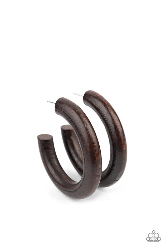 Paparazzi Woodsy Wonder - Brown Wooden Earrings - Pusher P