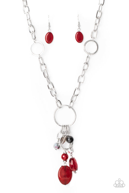 Paparazzi Lay Down Your CHARMS - Red Necklace - Pusher P