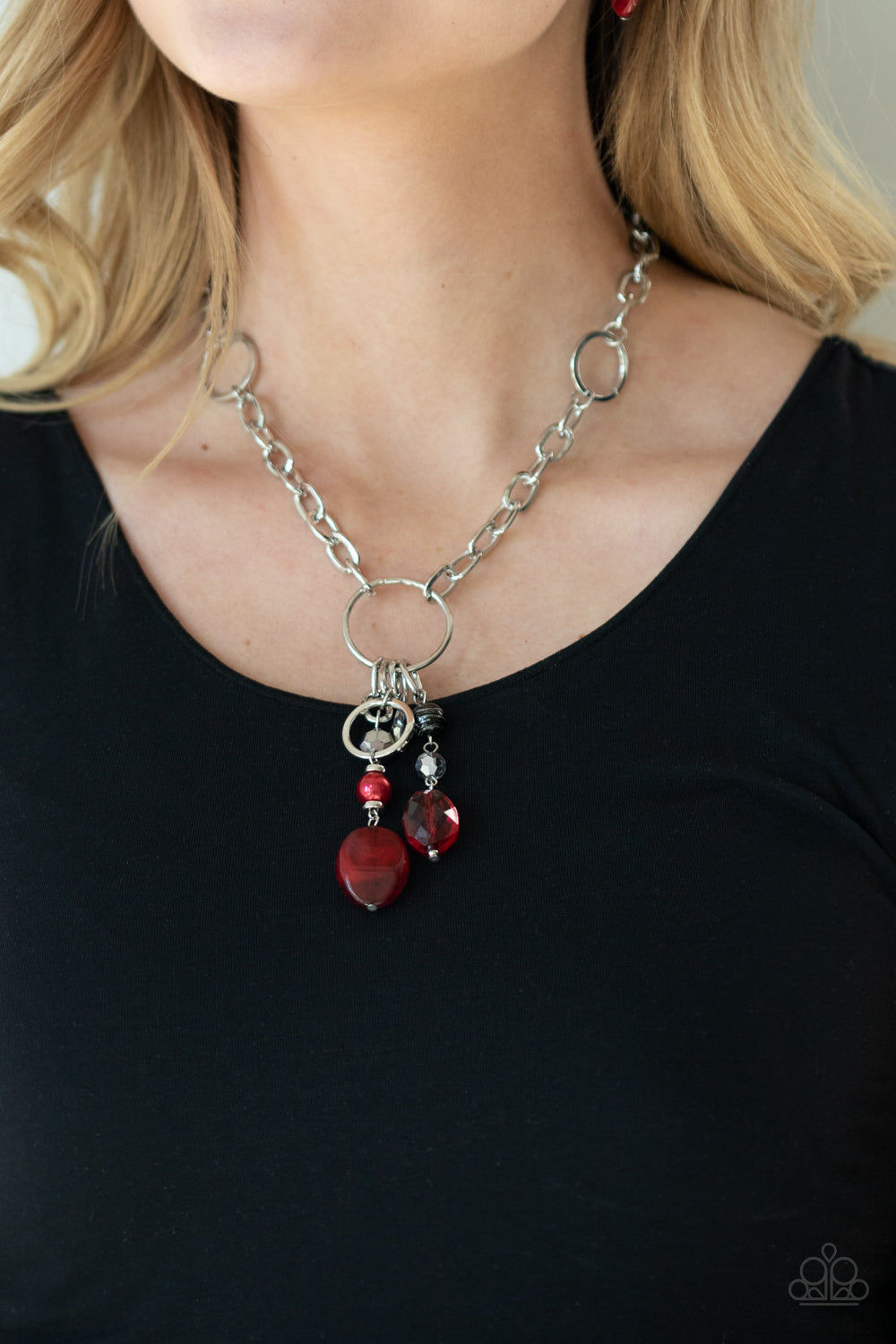 Paparazzi Lay Down Your CHARMS - Red Necklace - Pusher P
