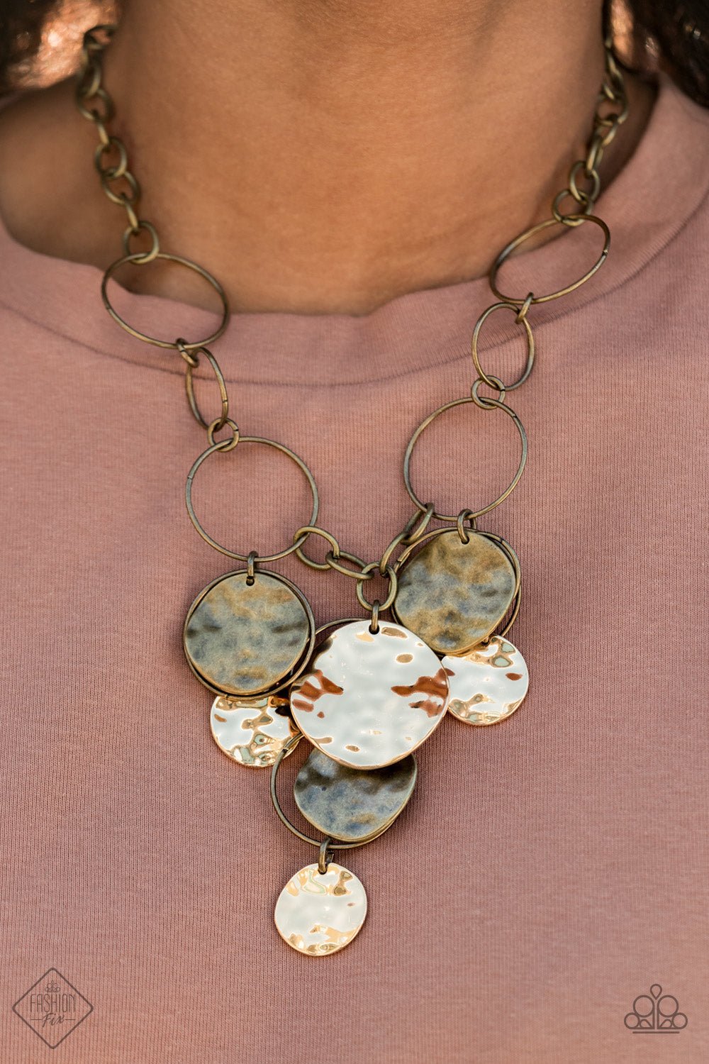 Paparazzi Learn the HARDWARE Way - Brass Necklace - Pusher P