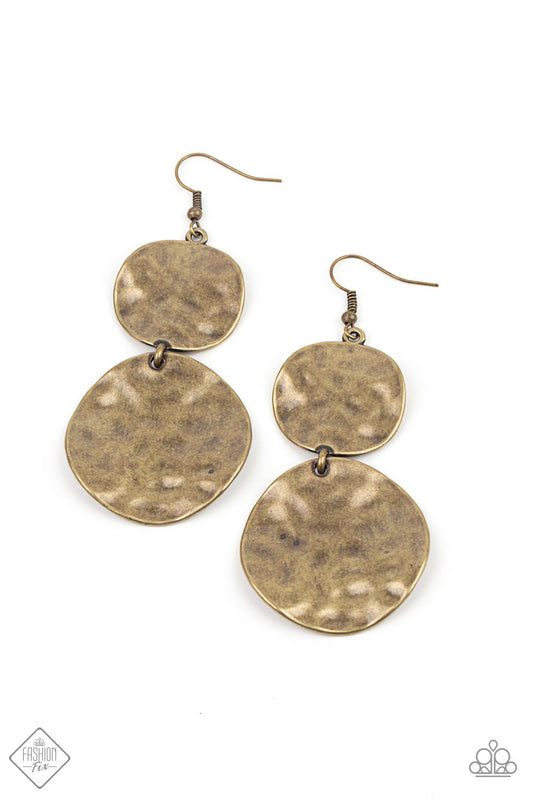 Paparazzi HARDWARE-Headed - Brass Earrings - Pusher P
