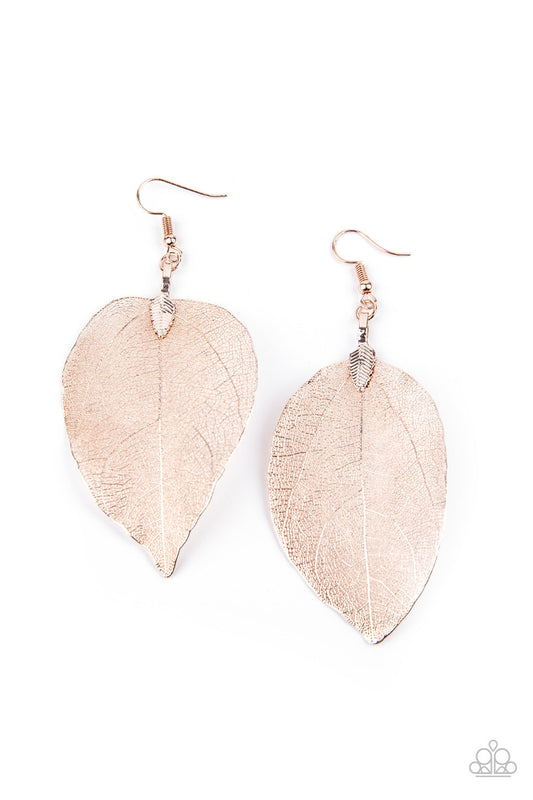 Paparazzi Leafy Legacy - Rose Gold Earrings - Pusher P