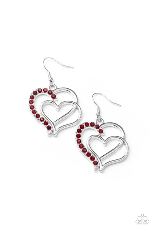 Paparazzi Double The Heartache - Red Earrings - Pusher P