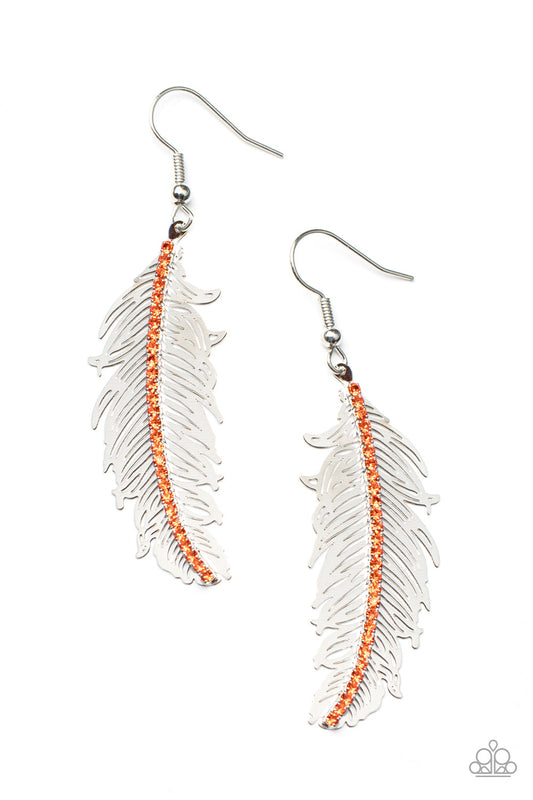 Paparazzi Fearless Flock - Orange Earrings - Pusher P