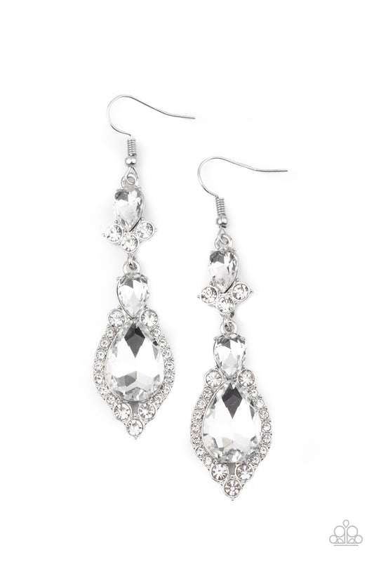 Paparazzi Fully Flauntable - White Earrings - Pusher P