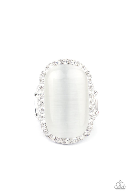 Paparazzi Thank Your LUXE-y Stars - White Ring - July 2021 Life Of The Party Exclusive - Pusher P