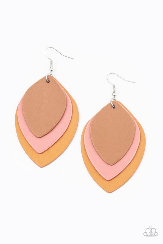Paparazzi Light as a LEATHER - Multi Earrings - Pusher P