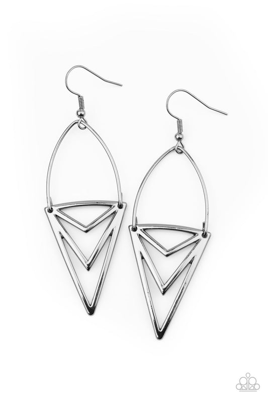 Paparazzi Proceed With Caution - Black Earrings - Pusher P