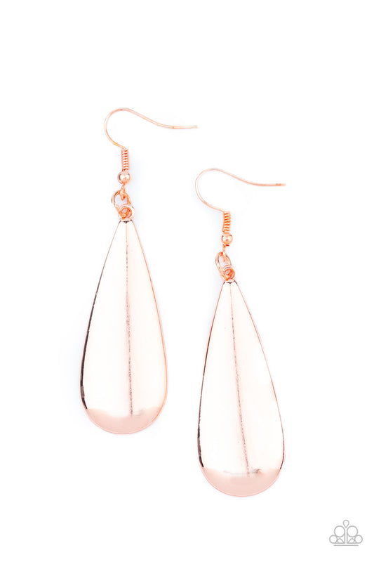 Paparazzi The Drop Off - Copper Teardrop Earrings