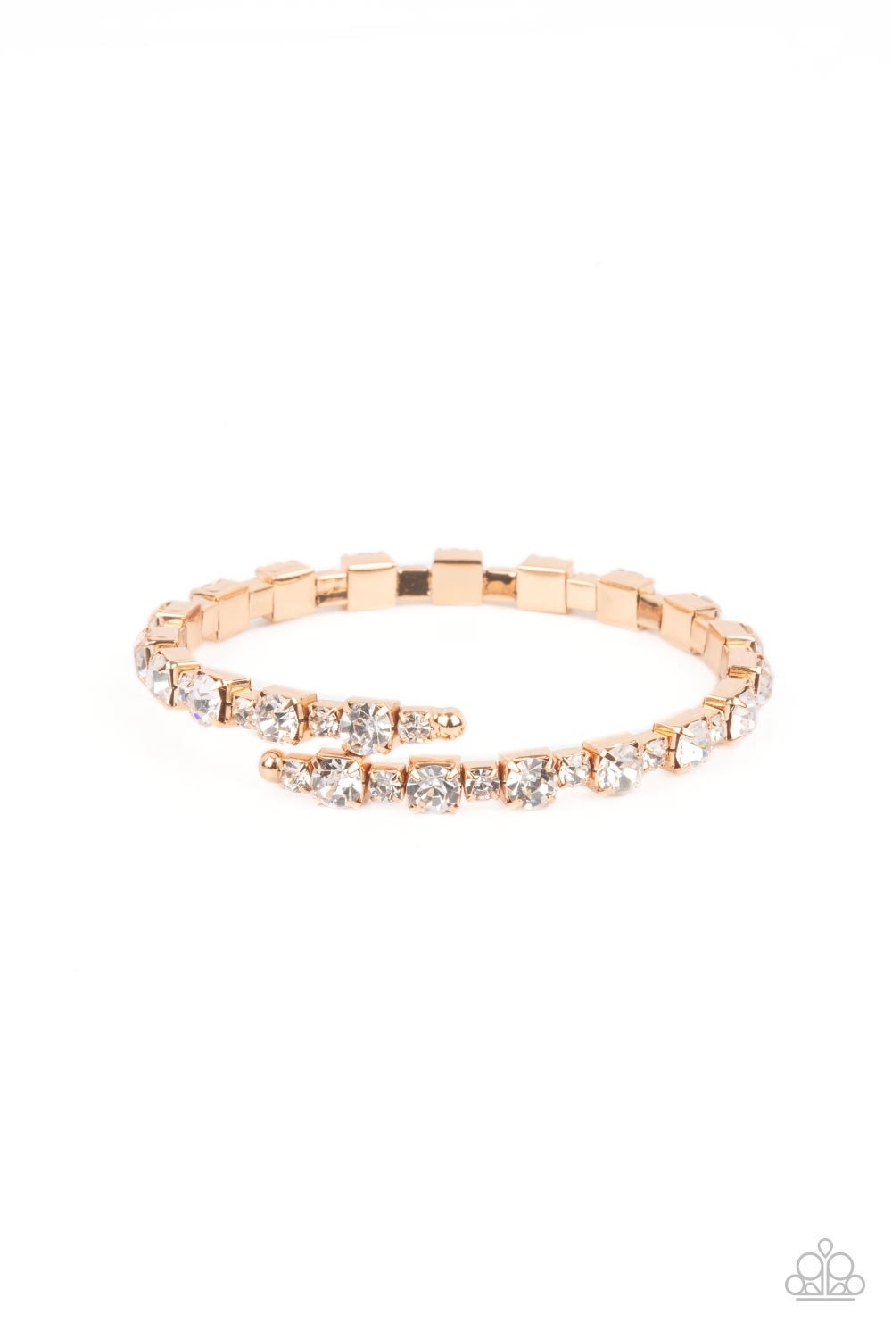 Paparazzi Photo Op - Gold Bracelet- May 2021 Life Of The Party - Pusher P Paparazzi Jewelry images