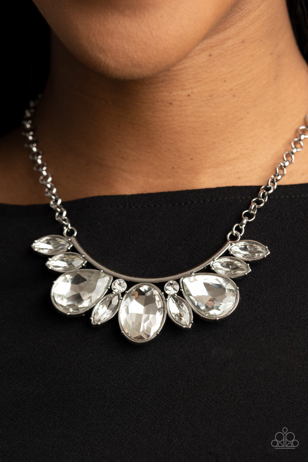 Paparazzi Never SLAY Never - White Necklace - May 2021 Life Of The Party Exclusive - Pusher P