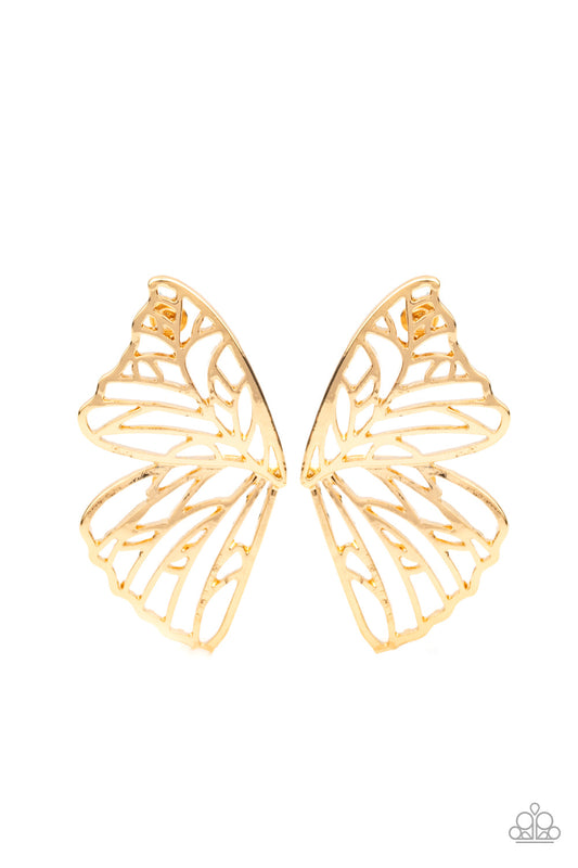 Paparazzi Butterfly Frills- Gold Earrings