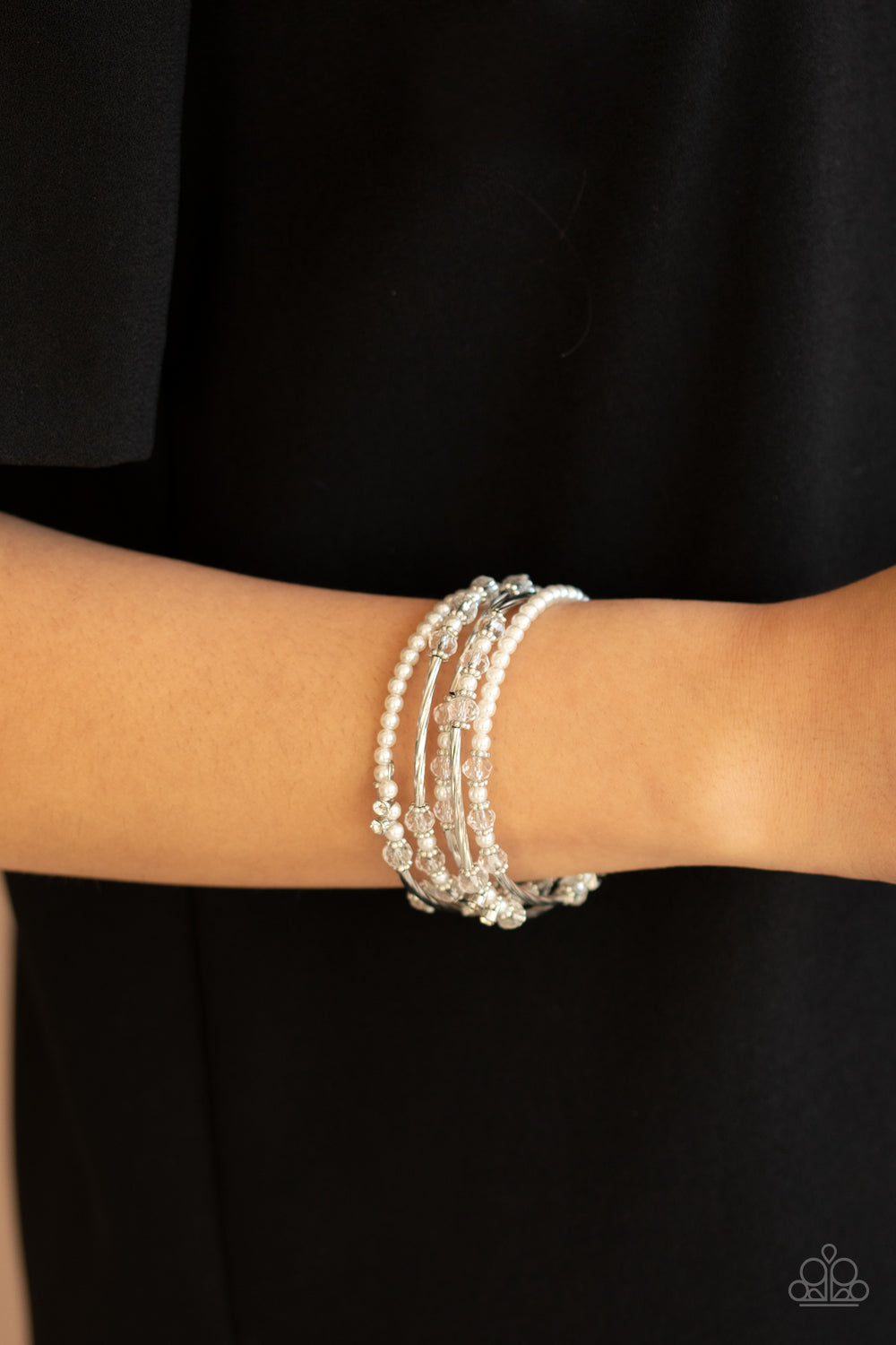 Paparazzi Head-Turning Twinkle - White Bracelet - Pusher P