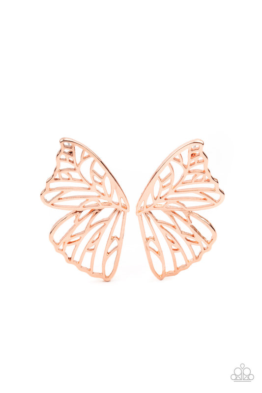 Paparazzi Butterfly Frills- Copper Earrings - Pusher P