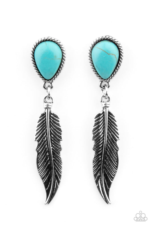 Paparazzi Totally Tran-QUILL - Blue Earrings - Pusher P