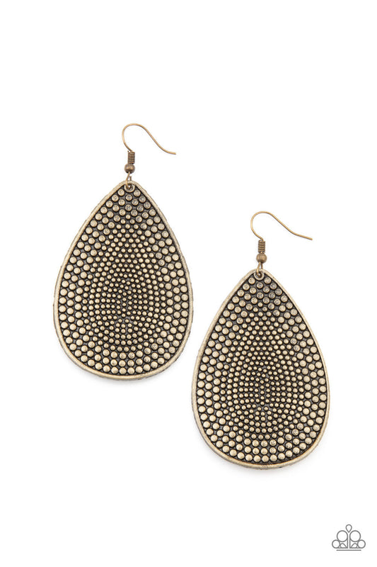 Paparazzi Artisan Adornment - Brass Earrings - Pusher P