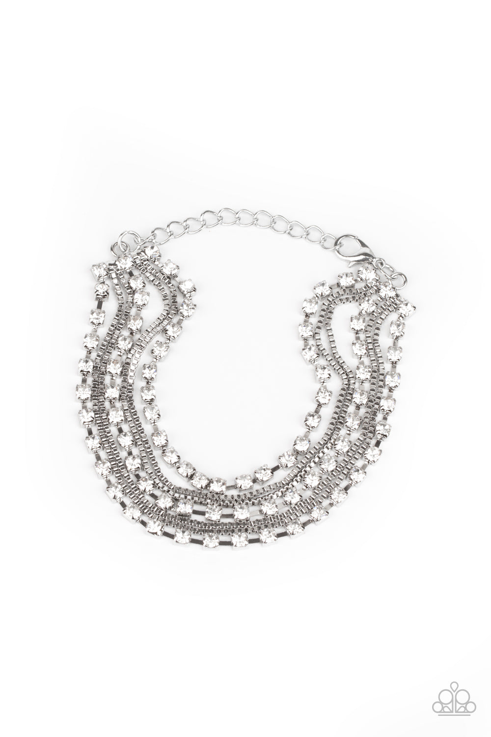 Paparazzi Thats a Smash! - White Rhinestone Bracelet - Pusher P