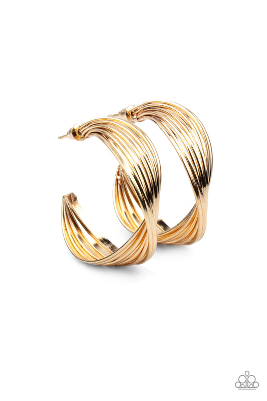 Paparazzi Curves In All The Right Places - Gold Earrings - Pusher P