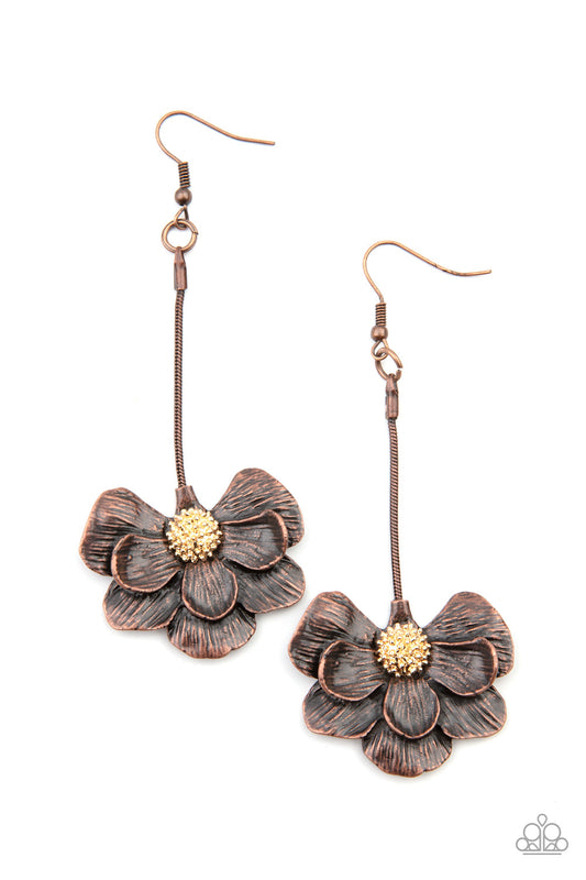 Paparazzi Oh SNAPDRAGONS! - Copper Earrings