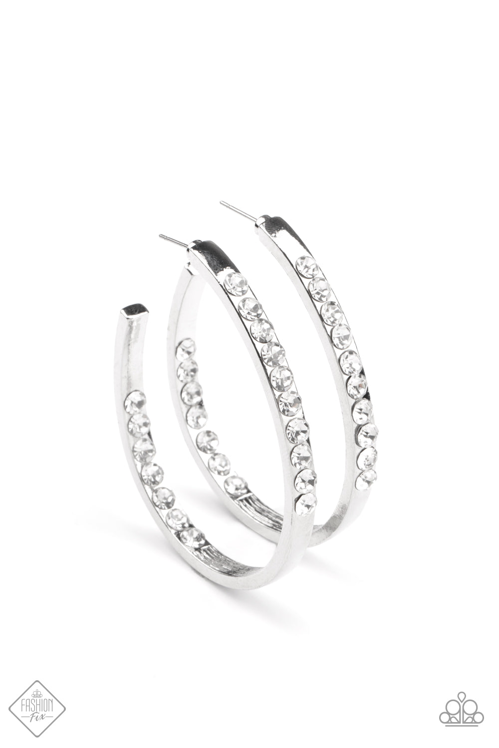 Paparazzi Borderline Brilliance - White Hoop Earrings - Pusher P