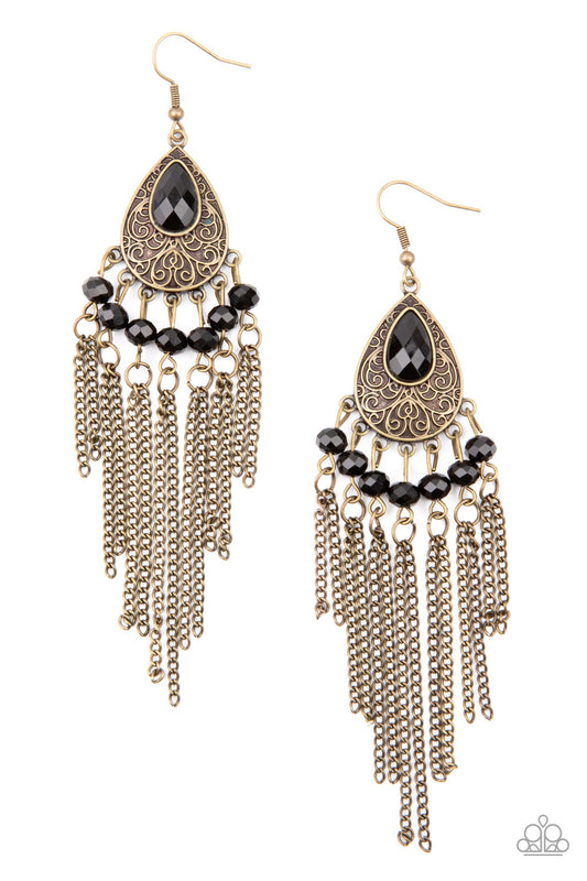 Paparazzi Floating on HEIR - Brass Earrings - Pusher P
