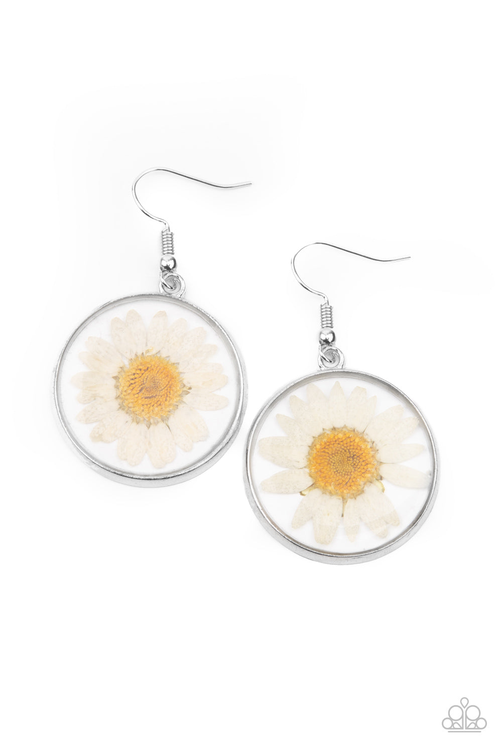 Paparazzi Forever Florals - White Earrings - Pusher P