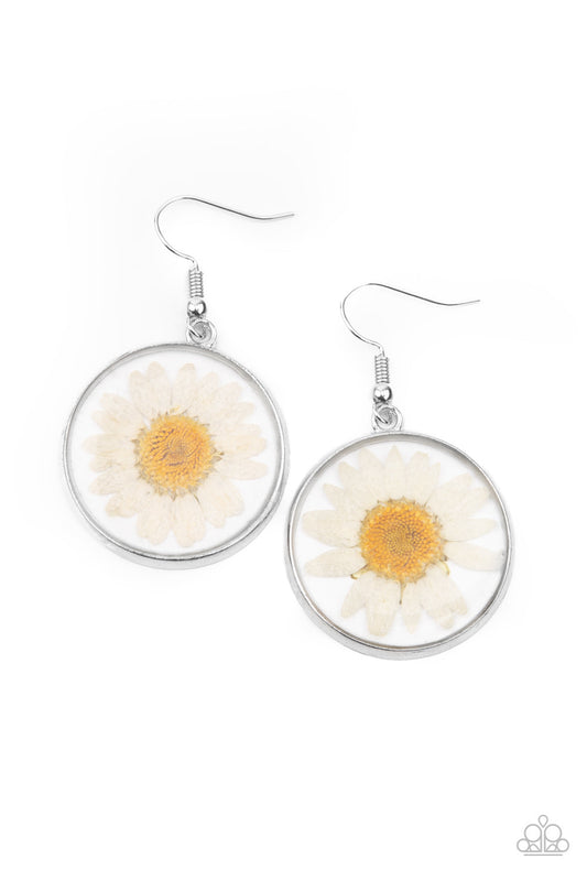 Paparazzi Forever Florals - White Earrings - Pusher P