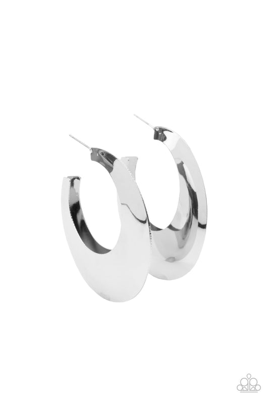 Paparazzi Going OVAL-board - Silver Earrings - Pusher P
