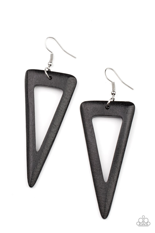 Paparazzi Bermuda Backpacker - Black Earrings