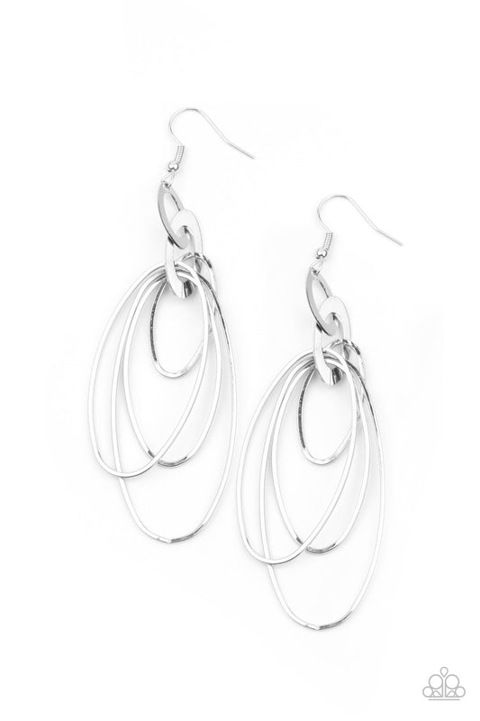 Paparazzi OVAL The Moon - Silver Earrings - Pusher P