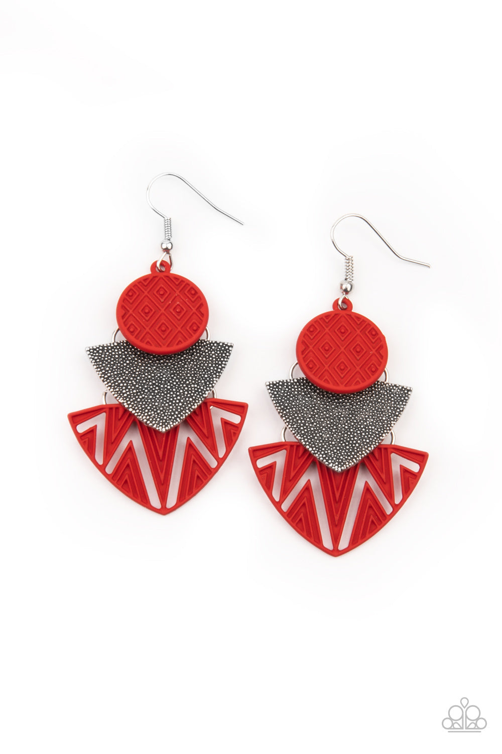 Paparazzi Jurassic Juxtaposition - Red Earrings - Pusher P