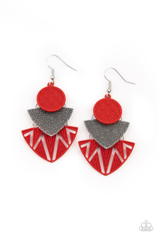 Paparazzi Jurassic Juxtaposition - Red Earrings - Pusher P