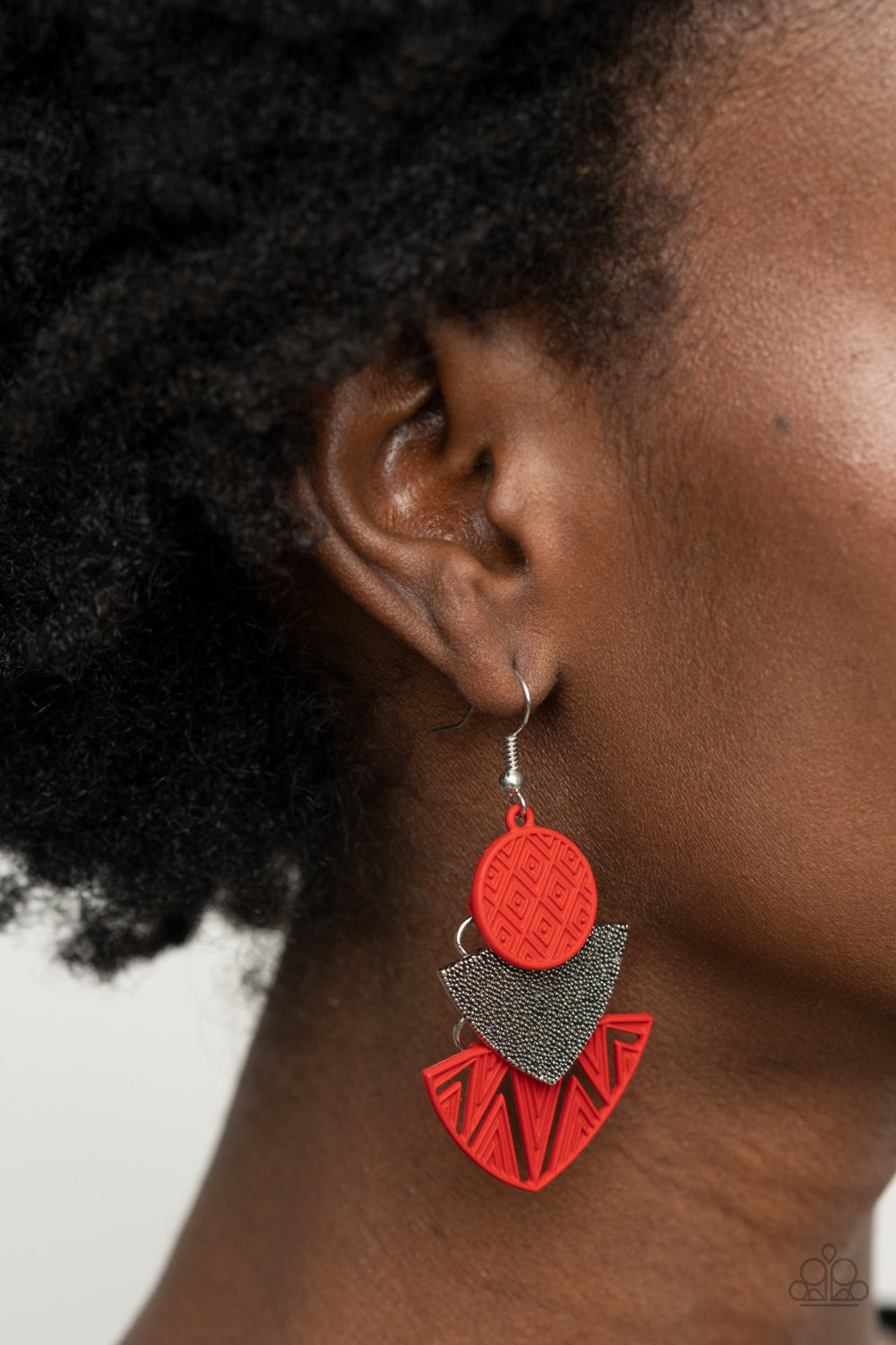 Paparazzi Jurassic Juxtaposition - Red Earrings - Pusher P