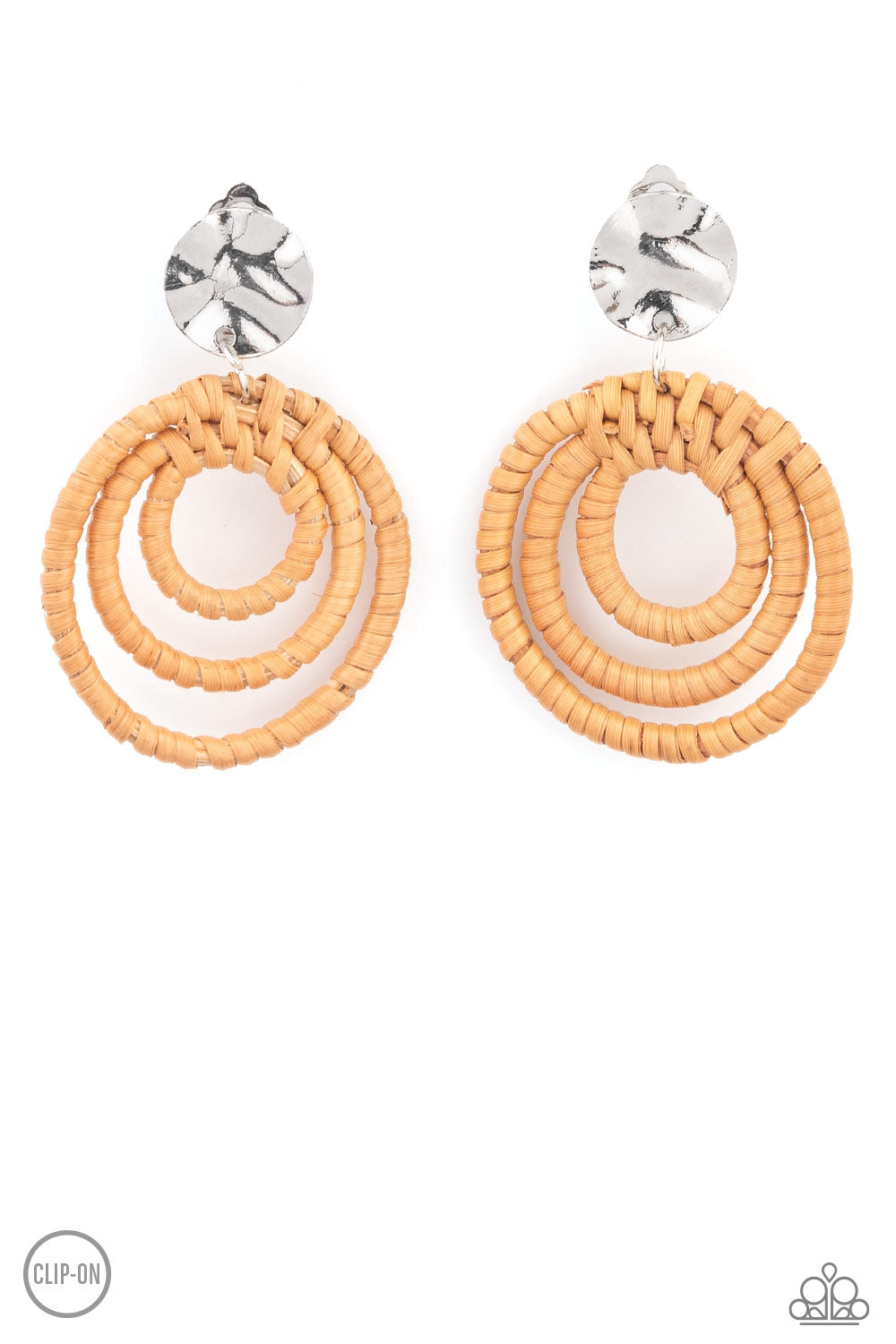 Paparazzi Whimsically Wicker - Brown Clip-on Earrings - Pusher P