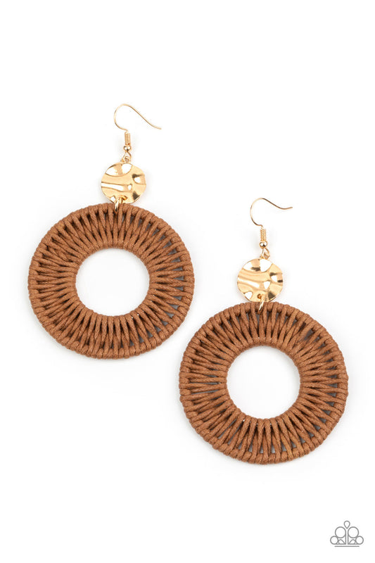 Paparazzi Total Basket Case - Brown Earrings - Pusher P