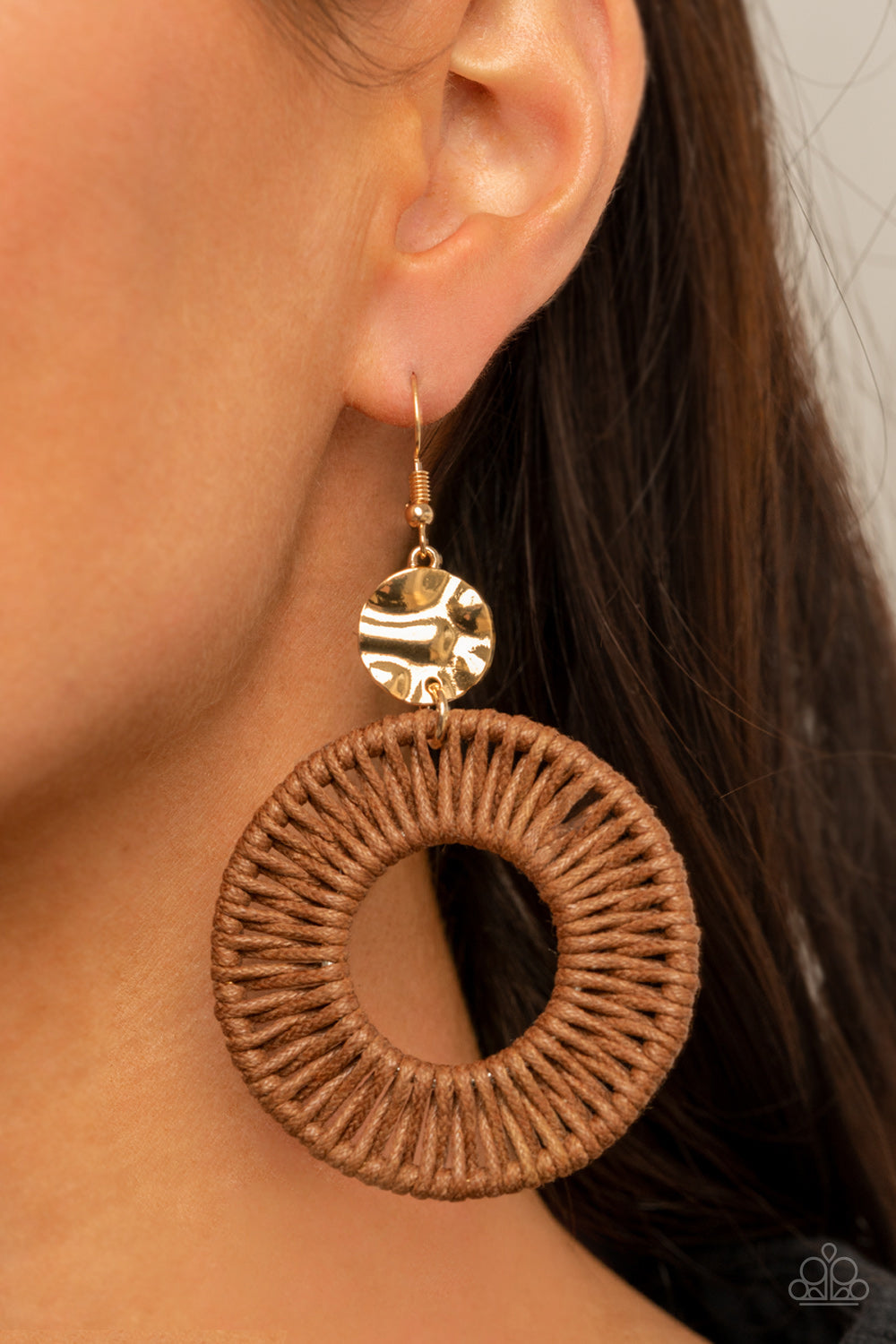 Paparazzi Total Basket Case - Brown Earrings - Pusher P