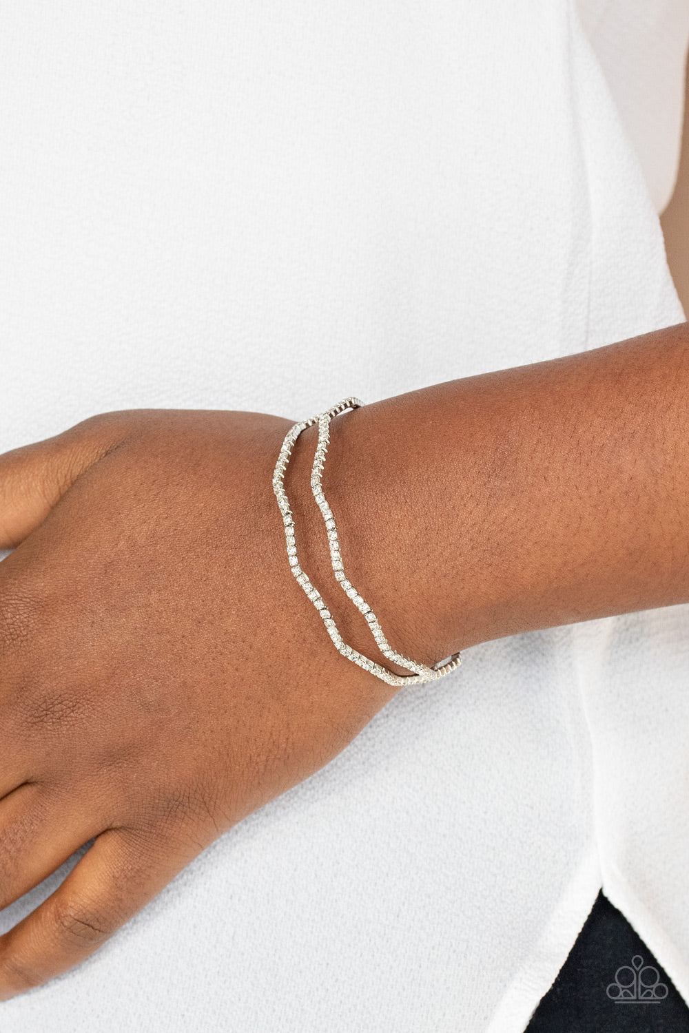 Paparazzi Delicate Dazzle - White Bracelet - Pusher P