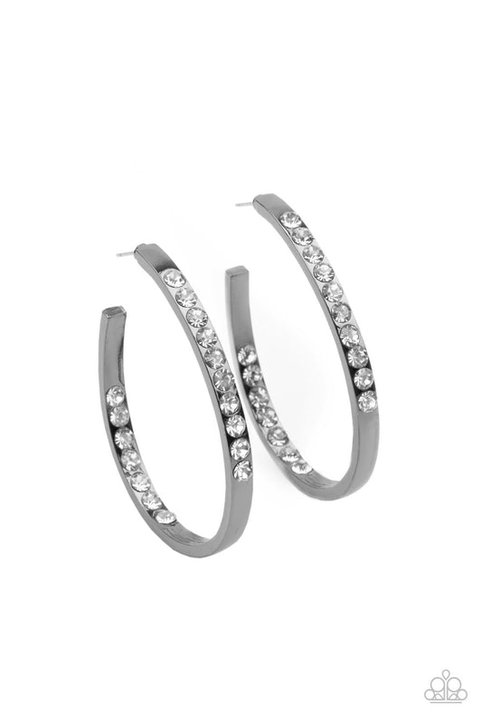 Paparazzi Borderline Brilliance - Black Hoop Earrings - Pusher P