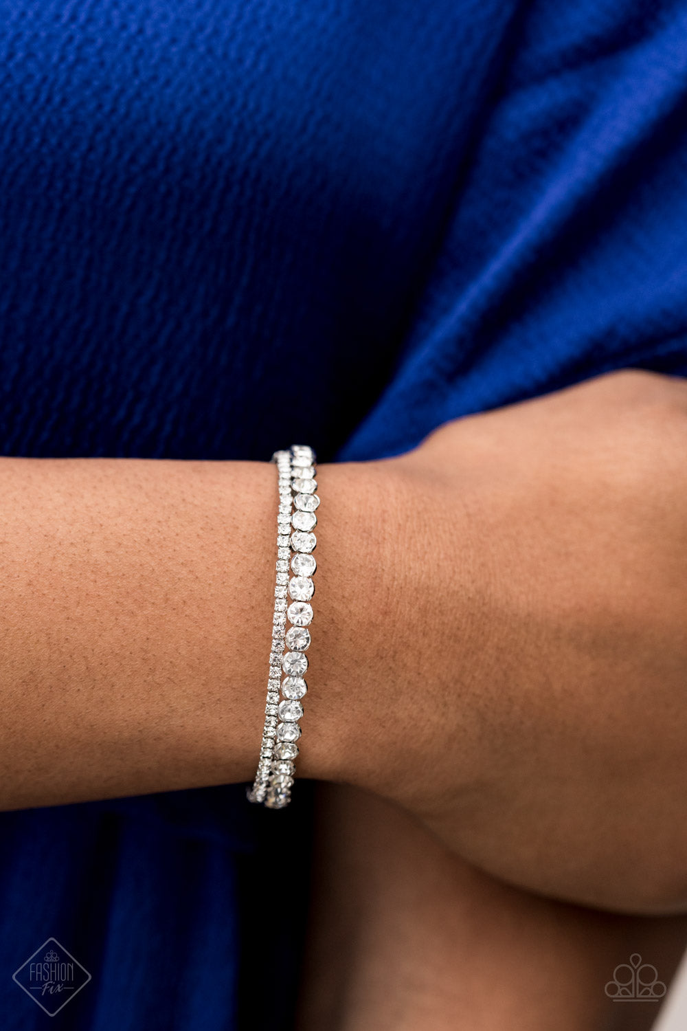 Paparazzi Fairytale Sparkle Fashion Fix - White Fashion Fix Bracelet - Pusher P