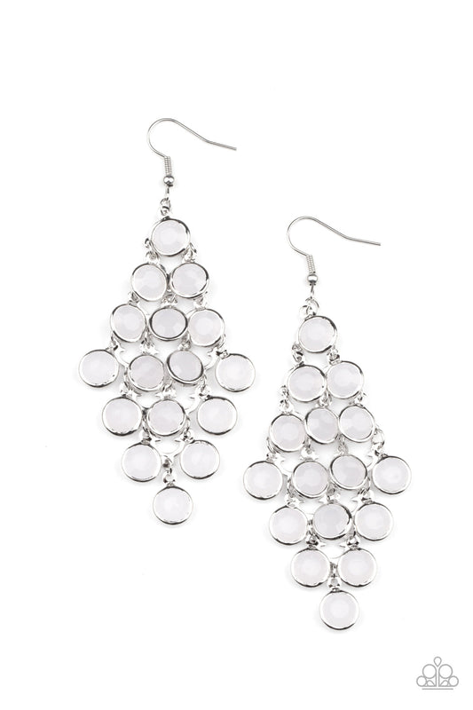 Paparazzi With All DEW Respect - White Earrings - Pusher P